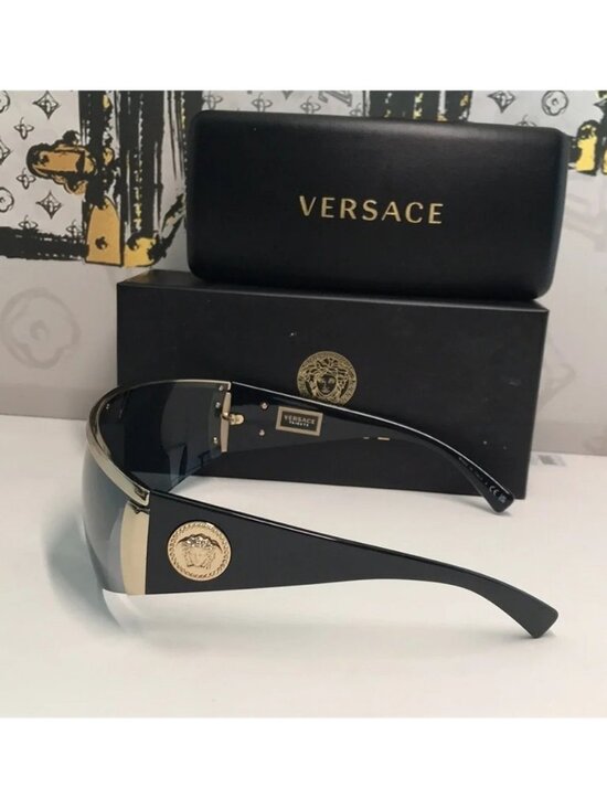 New Versace™ VE2197 Shield Sunglasses – Gold Frame / Grey Mirror Lenses main image 11